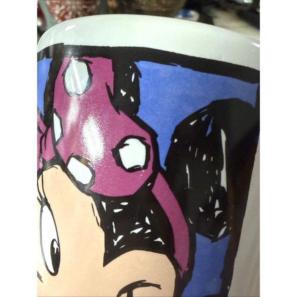Disney Minnie Mouse Ceramic Coffee Mug Tea White Large Blue Pink Polka Dots Bow - Picture 8 of 9